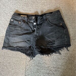 Levi's Black Distressed Jean Shorts